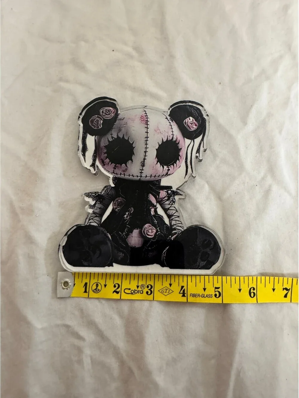 Goth Voodoo Rag Doll Flat Acrylic Flatback Figure Planar Resin Decor 5.25 Inch
